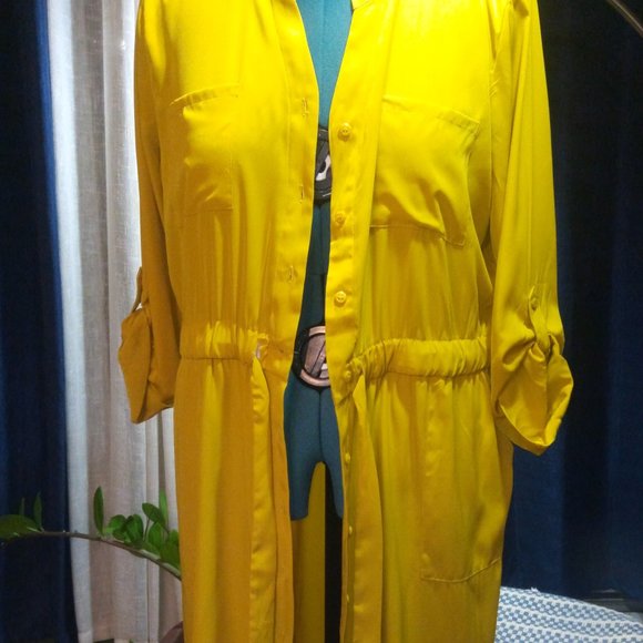 Alfani Graphic Oasis Shirtdress in Yellow Sz 16P NWT - Picture 13 of 16